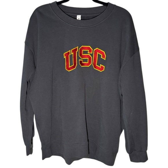 LULULEMON x USC Trojans Perfectly Oversized Black Crew Neck Sweatshirt Size 6 - Picture 7 of 7